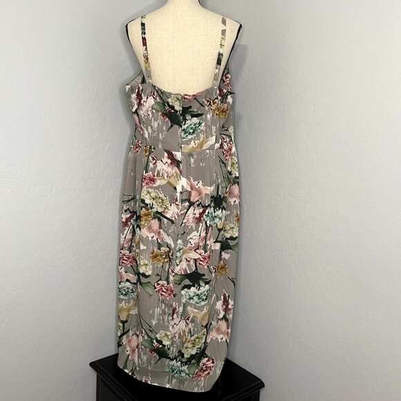 City Chic Elegant Floral Rose Faux Wrap Dress M 18 - Picture 10 of 11